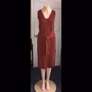 ZARA Burnt Orange Knit Front Tie Dress NWT Sz S